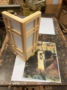 石灯籠の額を作りました 信州 下條村 丸正木工所